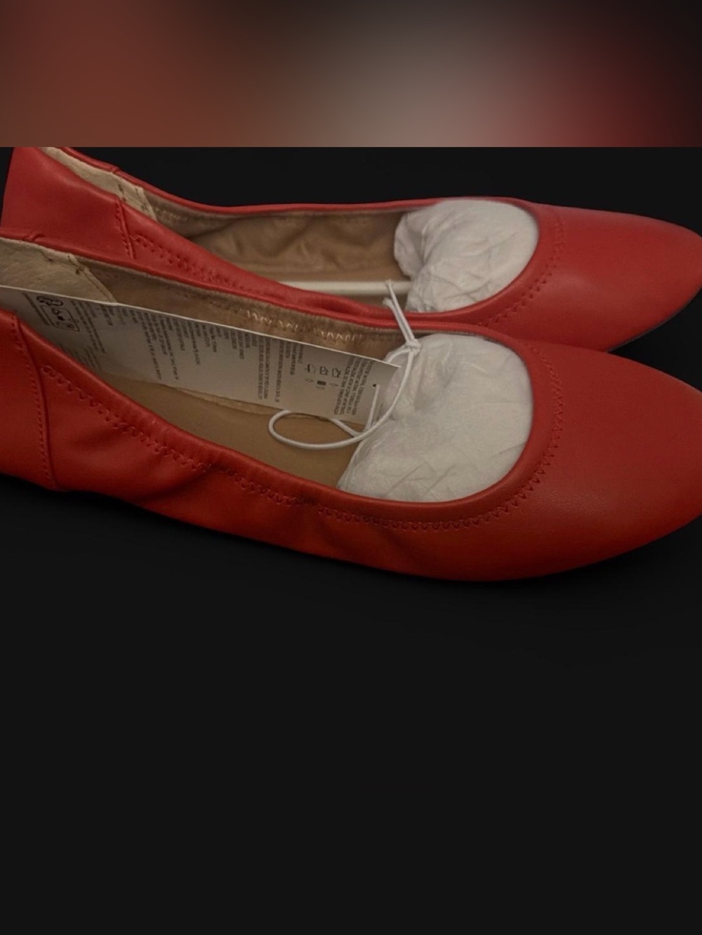 Women's Red Leather Ballet Flats